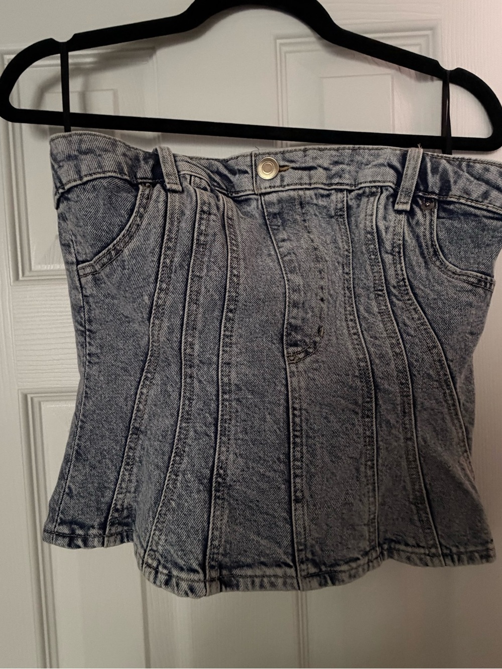 Strapless Denim Top- Light Acid Wash
